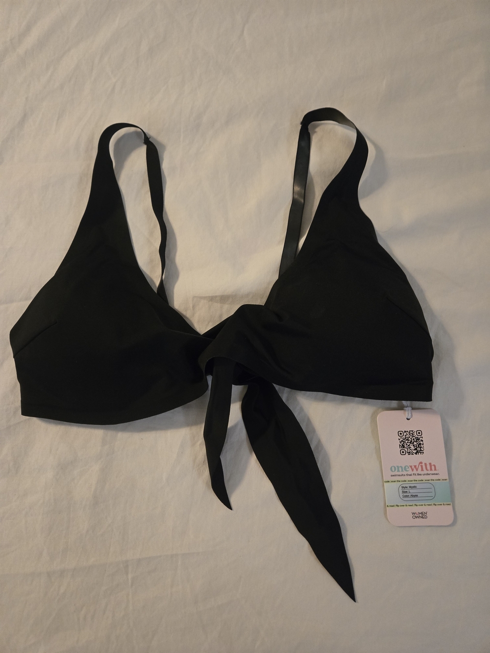 OneWith Black Front-Tie Bikini Top